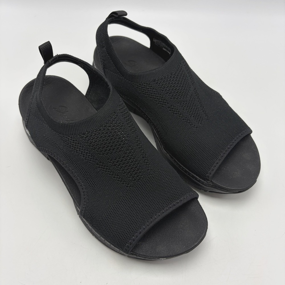 Skechers Arch Fit City Catch Sandals Womens 6 Black Textured Knit Comfort Sling